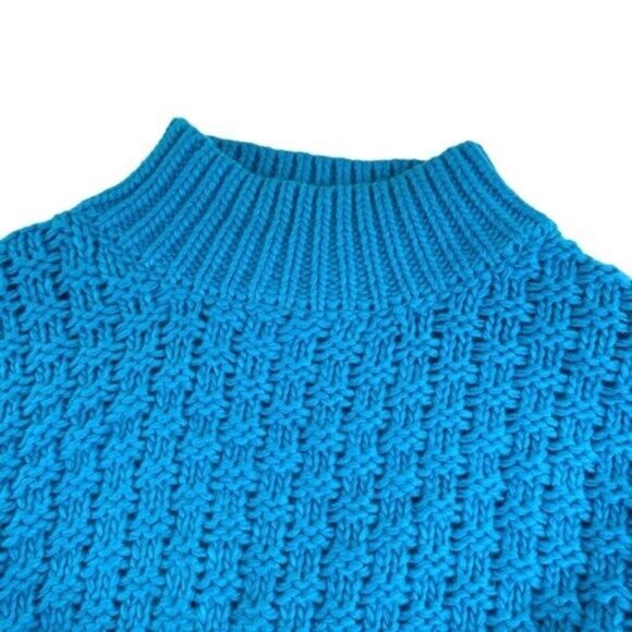 Vici Chunky Knit Pullover Kerri Mockneck Sweater in Aqua Blue - Picture 3 of 5